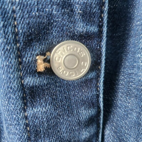 Chicos Long Sleeve Floral Embroidered Applique Denim Jacket Ladies Size 2 / L - Picture 16 of 16